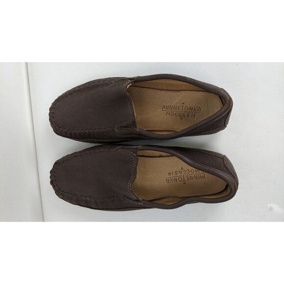 Minnetonka Moccasin Brown Leather Loafer Mens Size 12 - Picture 5 of 10